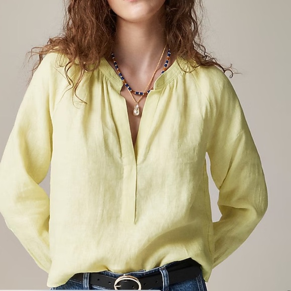 NWT J.Crew Cabana Linen Top Yellow 2X - Picture 4 of 7